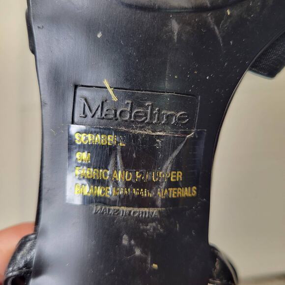 Madeline Stuart Scrabble Black Strappy Heeled Sandals, 9 - Picture 9 of 11